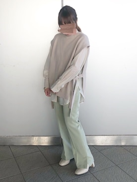 「RETRO GIRL（レトロガール）のタックセミフレアパンツ（その他パンツ）」を使った、𝖬 𝗂 𝗒 𝗎さん（レディース・157cm）の春コーディネート