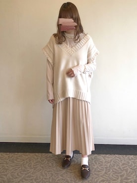 「GRL（グレイル）のプリーツスカート（スカート）」を使った、𝖬 𝗂 𝗒 𝗎さん（レディース・157cm）の秋コーディネート