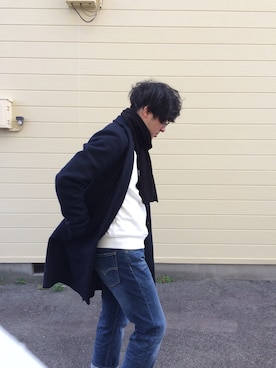 「アイテム（マフラー）」を使った、なかむらしょうさん（メンズ・169cm）の冬コーディネート