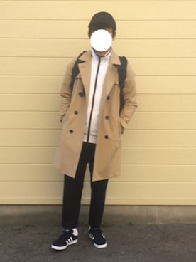 「STUDIOUS（ステュディオス）のアイテム（トレンチコート）」を使った、なかむらしょうさん（メンズ・169cm）の春コーディネート