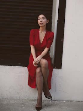 Stephanie Liu さん（レディース・160cm）の冬コーディネート