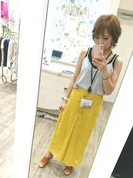 「INTERPLANET（インタープラネット）のアイテム（サンダル、ブラウン系）」を使った、rik@0627さん（レディース・150cm）の夏コーディネート