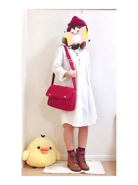 「Anello」｜「アイテム（シャツワンピース）」を使った、とまとさん（レディース・145cm）の秋コーディネート