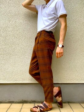 「Pringle of Scotlandのアイテム（ポロシャツ、ホワイト系）」を使った、makoto_oginoさん（メンズ・171cm）の夏コーディネート