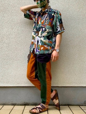 「江ノ島の雑貨屋のアイテム（その他小物、グリーン系）」を使った、makoto_oginoさん（メンズ・171cm）の夏コーディネート