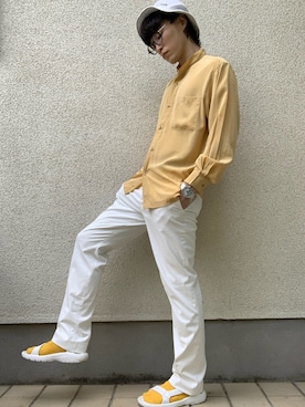 「999.9（フォーナインズ）のアイテム（メガネ、ブラック系）」を使った、makoto_oginoさん（メンズ・171cm）の秋コーディネート