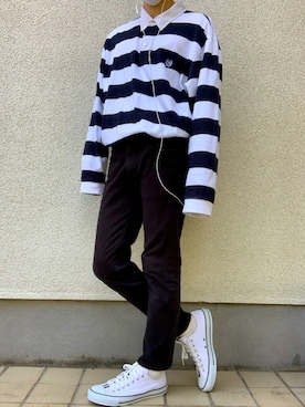 「CONVERSE ALL STAR（コンバースオールスター）のアイテム（スニーカー、ホワイト系）」を使った、makoto_oginoさん（メンズ・171cm）の秋コーディネート