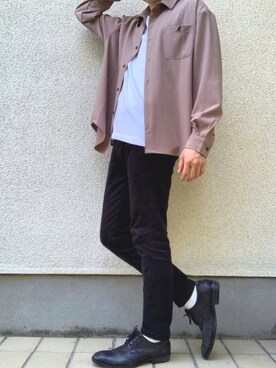 「KANGOL（カンゴール）のアイテム（シャツ/ブラウス、グレー系）」を使った、makoto_oginoさん（メンズ・171cm）の秋コーディネート