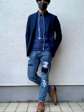 「coen（コーエン）のアイテム（ジャケット/アウター、ブルー系）」を使った、makoto_oginoさん（メンズ・171cm）の冬コーディネート