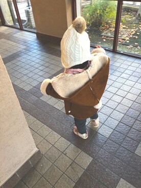 「アイテム（ダッフルコート、ブラウン系）」を使った、ayさん（キッズ・80cm）の冬コーディネート
