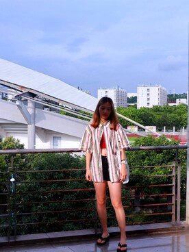 「RAINBOW（レインボー）のアイテム（トップス）」を使った、喜欢吃草莓的yoyoさん（レディース・165cm）の夏コーディネート