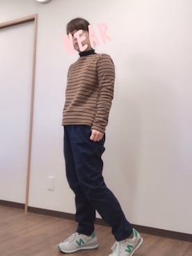 「ブラウン×ブラック」｜「アイテム（チノパンツ）」を使った、maacoさん（レディース・156cm）の冬コーディネート