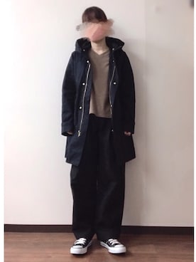 「AMERICAN HOLIC」｜「アイテム（モッズコート）」を使った、maacoさん（レディース・156cm）の冬コーディネート