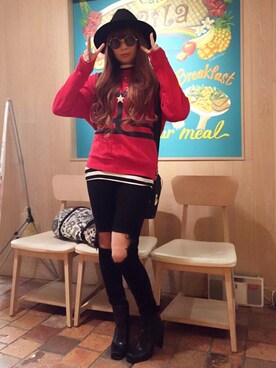 「EMODA（エモダ）のアイテム（ブーティ）」を使った、コックﾁｬﾝさん（レディース・163cm）の夏コーディネート