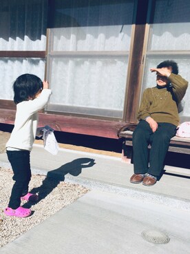 「Moujonjon（ムージョンジョン）のアイテム（ニット/セーター）」を使った、a.y.nさん（キッズ・100cm）の冬コーディネート