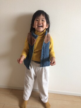 「Moujonjon（ムージョンジョン）のアイテム（ニット/セーター）」を使った、a.y.nさん（キッズ・100cm）の春コーディネート