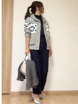 「カウチン」｜「アイテム（その他アウター）」を使った、miii〜さん（レディース・167cm）の秋コーディネート