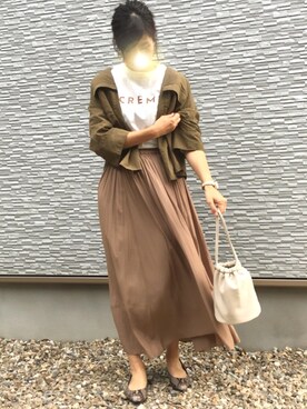 「マキシスカート」｜「アイテム（ノーカラージャケット）」を使った、miii〜さん（レディース・167cm）の秋コーディネート