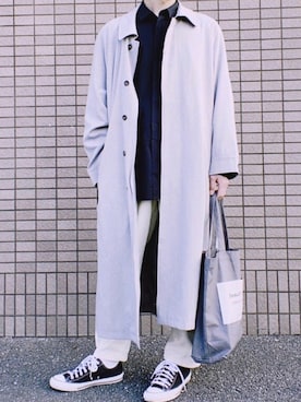 「beautiful people」｜「アイテム（ステンカラーコート）」を使った、kage さん（メンズ・174cm）の冬コーディネート