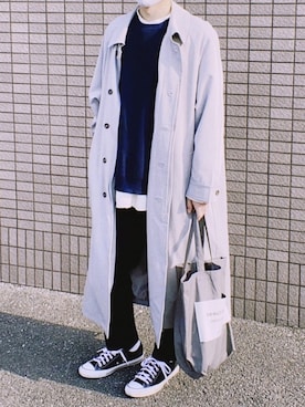 「beautiful people」｜「アイテム（ステンカラーコート）」を使った、kage さん（メンズ・174cm）の冬コーディネート