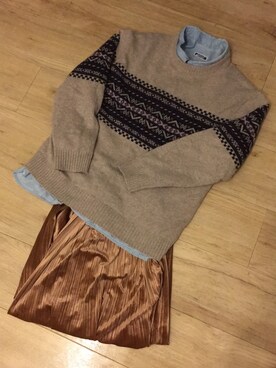 「FREAK'S STORE（フリークスストア）のアイテム（シャツ/ブラウス、ブルー系）」を使った、のなめさん（レディース・150cm）の冬コーディネート