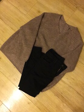 「UNIQLO（ユニクロ）のアイテム（パンツ、ブラック系）」を使った、のなめさん（レディース・150cm）の冬コーディネート