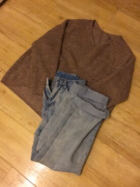 「不明のアイテム（デニムパンツ、ブルー系）」を使った、のなめさん（レディース・150cm）の冬コーディネート