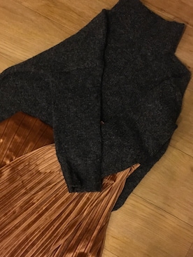 「Shelly island（シェリーアイランド）のアイテム（ニット/セーター、グレー系）」を使った、のなめさん（レディース・150cm）の冬コーディネート