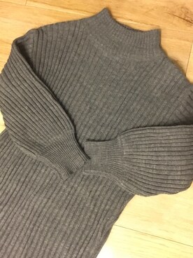 「Bou Jeloud（ブージュルード）の【WEB限定】◆シンプルで着やすい◆ワイドリブパフ袖ニットワンピース（ワンピース、グレー系）」を使った、のなめさん（レディース・150cm）の冬コーディネート