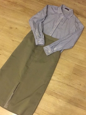 「URBAN RESEARCH（アーバンリサーチ）のアイテム（シャツ/ブラウス、ブルー系）」を使った、のなめさん（レディース・150cm）の冬コーディネート