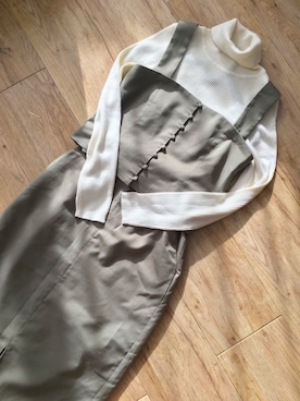 「GU（ジーユー）のアイテム（ニット/セーター、ホワイト系）」を使った、のなめさん（レディース・150cm）の冬コーディネート