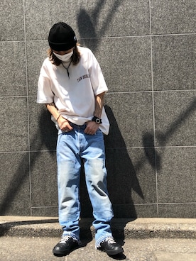 「BOW WOW（バウワウ）のアイテム（デニムパンツ）」を使った、サトウ コウタさん（メンズ・179cm）の春コーディネート