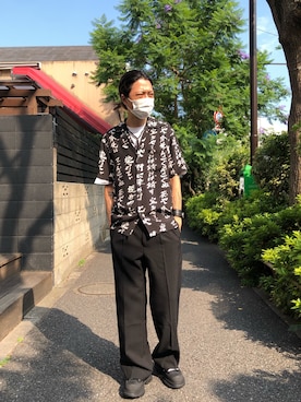 「LAD MUSICIAN（ラッドミュージシャン）のアイテム（スラックス）」を使った、サトウ コウタさん（メンズ・179cm）の夏コーディネート