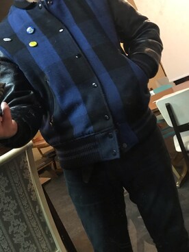 「BEAMS（ビームス）のアイテム（スタジャン）」を使った、平野誠さん（メンズ・174cm）の冬コーディネート