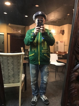 「アイテム（ジャージ）」を使った、平野誠さん（メンズ・174cm・40代）の冬コーディネート