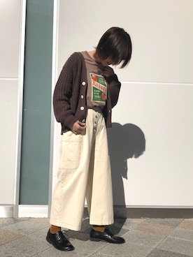 「アイテム（トップス、ブラウン系）」を使った、Yamashitaさん（レディース・160cm）の秋コーディネート