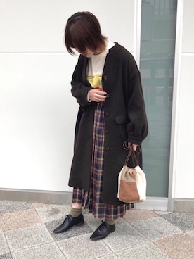 「POU DOU DOU（プードゥドゥ）のアイテム（その他アウター）」を使った、Yamashitaさん（レディース・160cm）の秋コーディネート