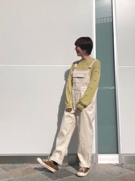 「POU DOU DOU（プードゥドゥ）のアイテム（サロペット/オーバーオール）」を使った、Yamashitaさん（レディース・160cm）の冬コーディネート