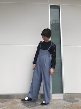 「POU DOU DOU（プードゥドゥ）のアイテム（オールインワン・サロペット）」を使った、Yamashitaさん（レディース・160cm）の春コーディネート