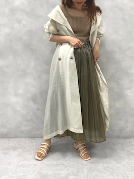 「サマーニット」｜「アイテム（トレンチコート）」を使った、yuki_everyさん（レディース・152cm）の春コーディネート