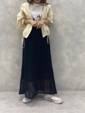 「シースルー」｜「アイテム（マウンテンパーカー）」を使った、yuki_everyさん（レディース・152cm）の春コーディネート