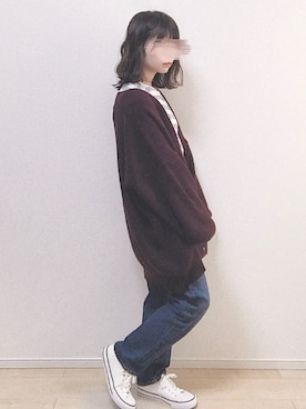 「HOTPING（ホッピン）のアイテム（カーディガン/ボレロ）」を使った、a o i *さん（レディース・151cm）の秋コーディネート