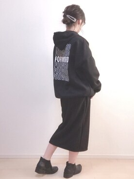 「LOWRYS FARM（ローリーズファーム）のサイドゴアブーツ　730777 （ブーツ）」を使った、a o i *さん（レディース・151cm）の冬コーディネート