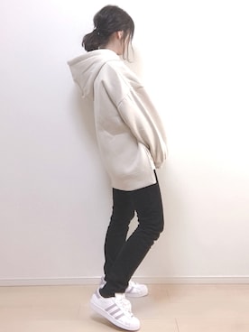 「adidas（アディダス）のadidas アディダス SUPERSTAR W スーパースター DB3347  ABC-MART限定 WHT/VISION（スニーカー）」を使った、a o i *さん（レディース・151cm）の冬コーディネート