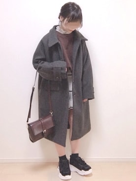 「GOGOSING（ゴゴシング）のアイテム（ステンカラーコート）」を使った、a o i *さん（レディース・151cm）の冬コーディネート