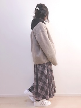 「adidas（アディダス）のadidas アディダス SUPERSTAR W スーパースター DB3347  ABC-MART限定 WHT/VISION（スニーカー）」を使った、a o i *さん（レディース・151cm）の冬コーディネート