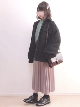 「GRL（グレイル）の厚底レースアップシューズ（その他シューズ）」を使った、a o i *さん（レディース・151cm）の冬コーディネート