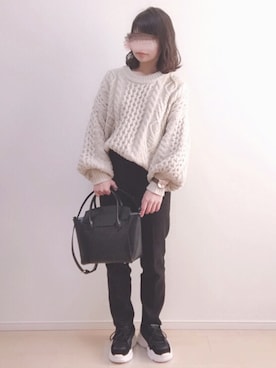 「SONA（ソナ）のアイテム（スラックス）」を使った、a o i *さん（レディース・151cm）の冬コーディネート