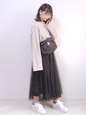 「adidas（アディダス）のadidas アディダス SUPERSTAR W スーパースター DB3347  ABC-MART限定 WHT/VISION（スニーカー）」を使った、a o i *さん（レディース・151cm）の春コーディネート