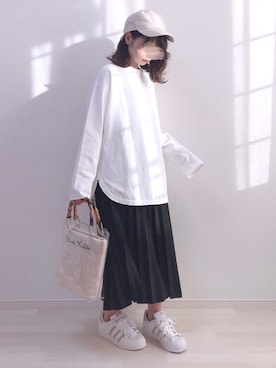 「adidas（アディダス）のadidas アディダス SUPERSTAR W スーパースター DB3347  ABC-MART限定 WHT/VISION（スニーカー）」を使った、a o i *さん（レディース・151cm）の春コーディネート